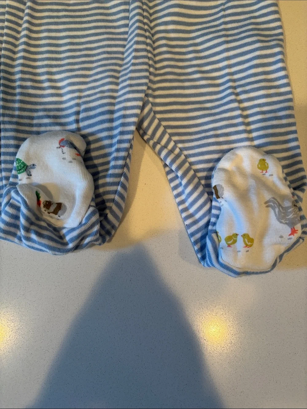 Baby Boden Baby Blue & White Striped Long Sleeve Bodysuit and Footed Pants Set